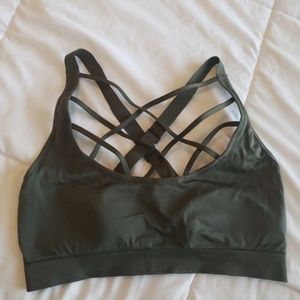 Army Green Criss Cross Victoria Secret Sports Bra